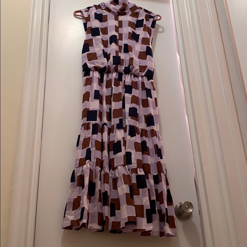 Brand new kate spade geo squares tie-neck dress